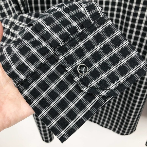 Caviar Dremes Italian Button Front Shirt Men's Size XL Black Check Embroidered - Picture 6 of 10